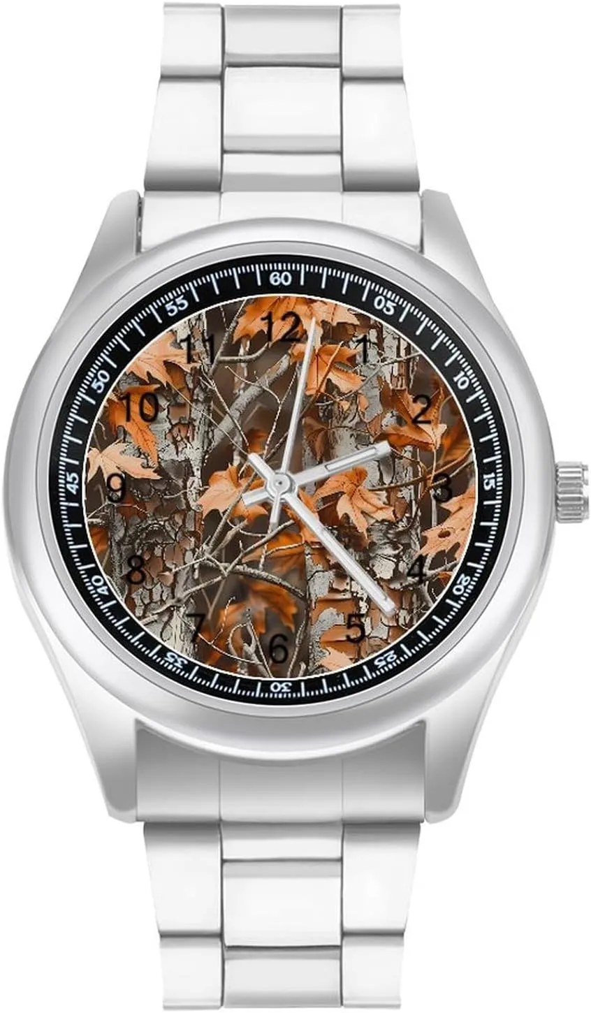 Leaves Fashion Classic Wrist Watches for Men Casual Business Dress Watch Unisex Camouflage Hunting Mesolithic advantageous gourmet Ohio Paris twig Dead 