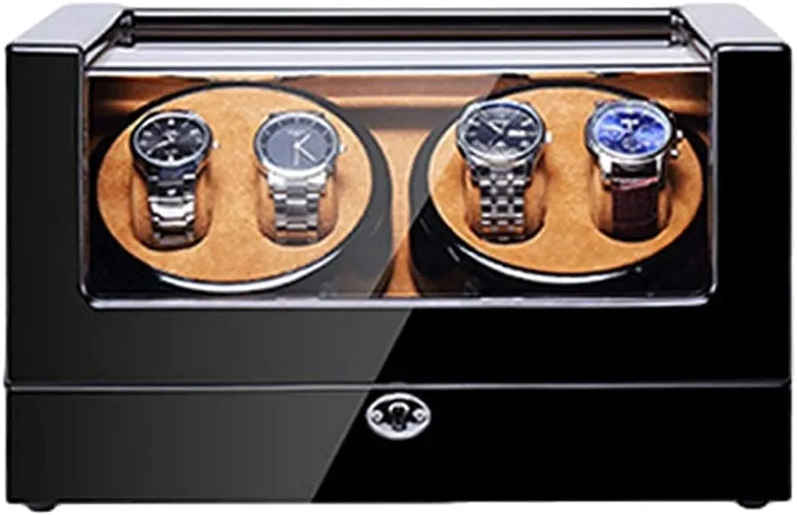 LED Illumination AC Adapter and Battery Powered Dual Power Supply Super acoustical Quiet Motor Automatic Watch Winder 4 with 