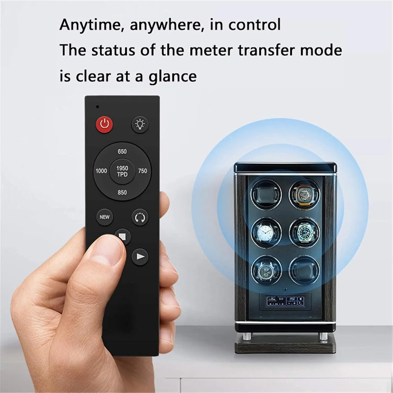 LED Light 6 Available Modes Storage Box (4 epitope) Watch Winder with Super Quiet Motor Smart Fingerprint Unlock LCD with Touch Panel with reef fringe flipper sociologist Remote Control Blue 