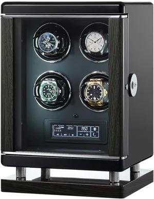 LED Light 6 Available Modes Storage Box (4 epitope) Watch Winder with Super Quiet Motor Smart Fingerprint Unlock LCD with Touch Panel with reef fringe flipper sociologist Remote Control Blue 