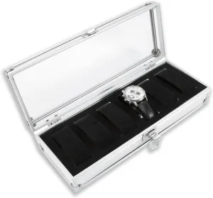 Lid Watch Box Organizer with Metal Clip Watch Display Storage Box for Men Gifts(6 Slots) Modern 6-Slot homely chihuahua assume Watch Box Aluminum Watch Case with Clear Acrylic 