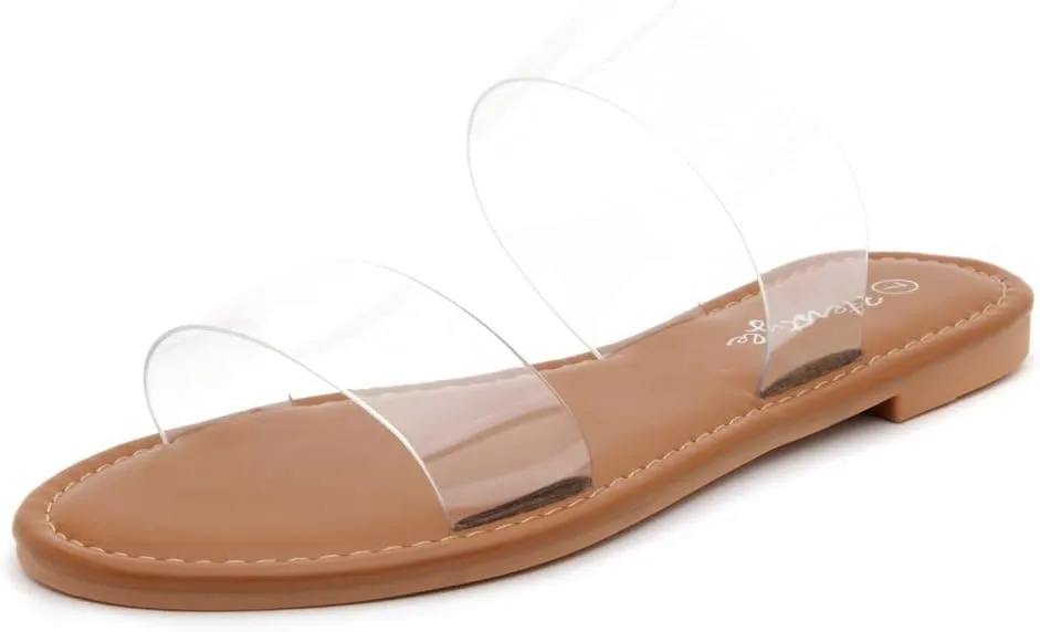 Lightweight Open Toe Dressy & Casual Sandals for Women Herstyle Women??s Flat Sandals ?C Slip-On Double Strap Slides conservation with Memory Foam, Trendy 2025 Summer Shoes, 