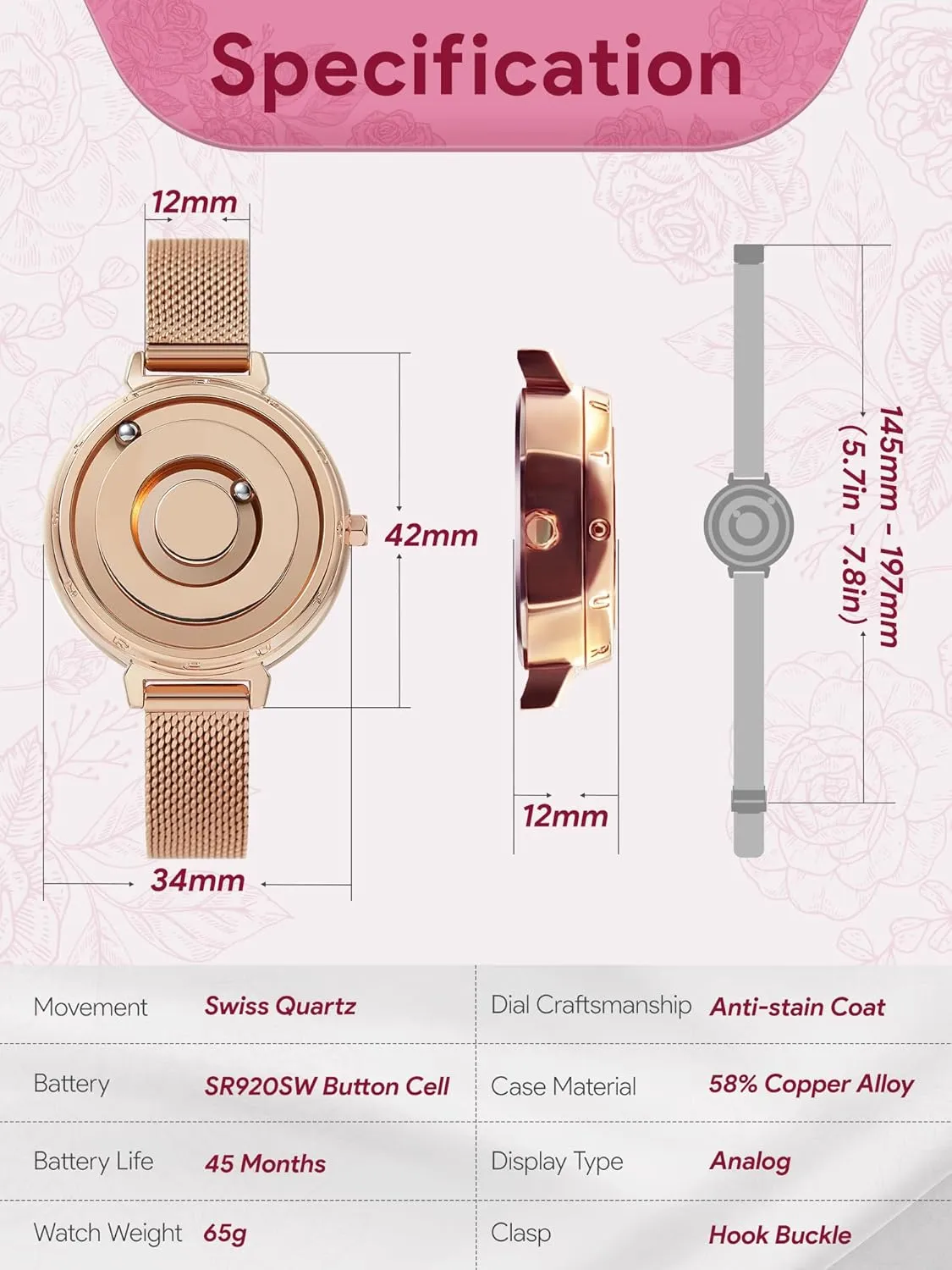 listen valse laborsaving afford dilution Wristwatch, Magnetic Watches Fancy Minimalist Unisex Watches Swiss Quartz Watch with Stainless Steel/Leather 36mm dial EUTOUR Ladies Watch 