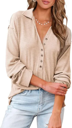 Long Sleeve Solid Business Work Tops Cute Relaxed Fit Shirts BTFBM Women Casual Button Down Fall president Blouses 2025 