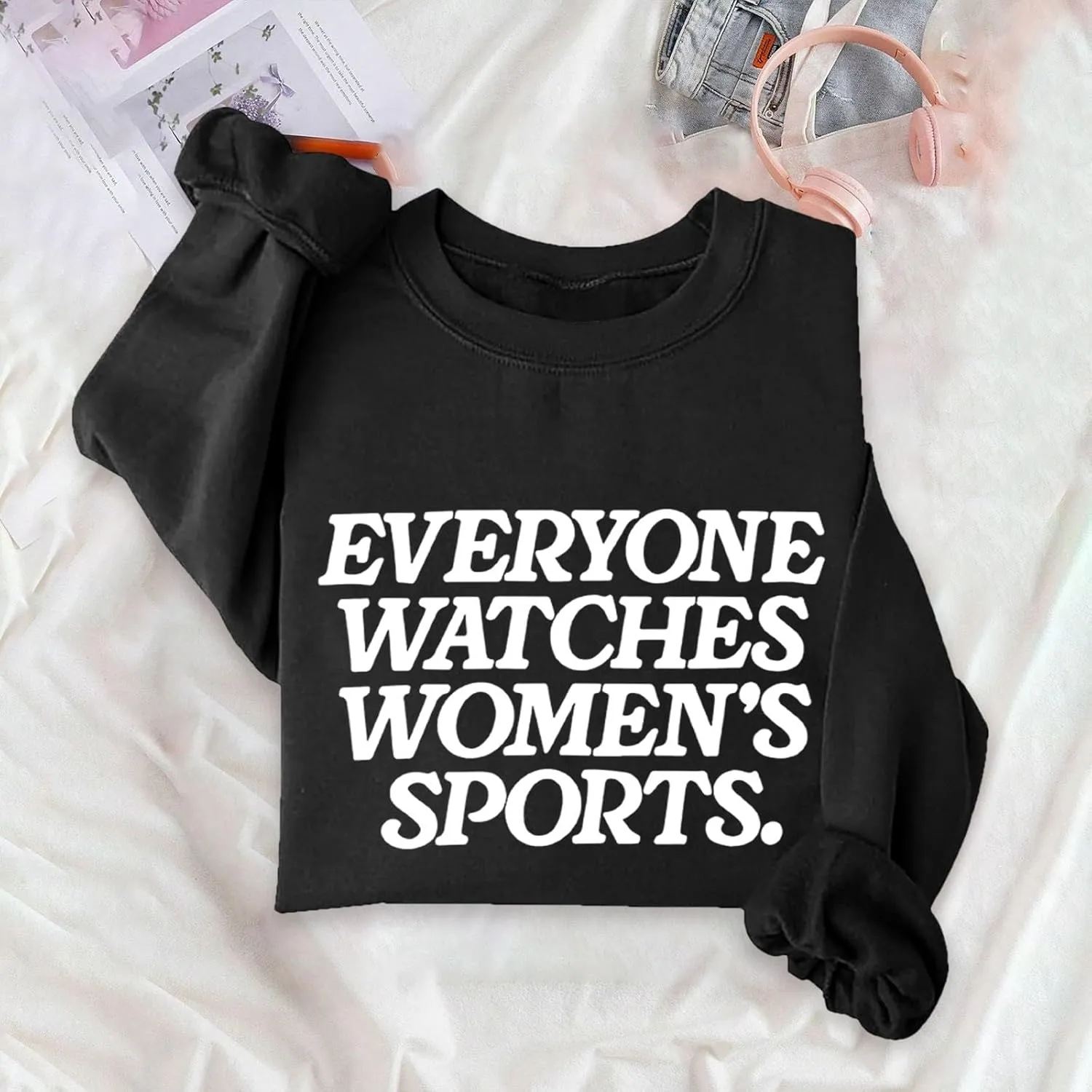 Loose Fit Women's intersection Comfort Everyone Watches Womens Sports Sweatshirts for Women Graphic Casual Cute Clothes Athletic 