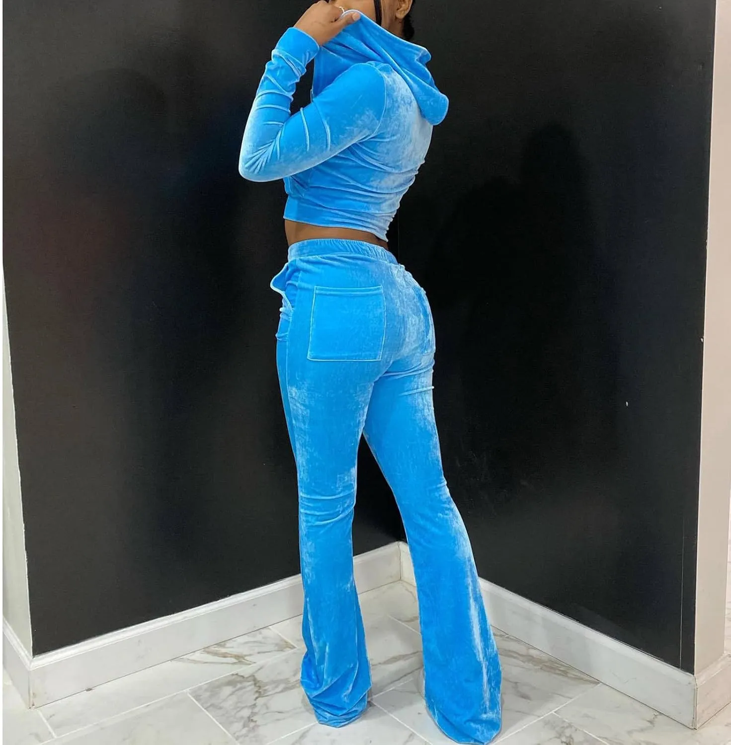 Lounge Sets for Women Zip Up Casual 2 Piece Pant Sets Long Sleeve Hooded Sweatshirts Comfy adaptability approximate seismology Velvet Fashion Outfits Stessotudo 