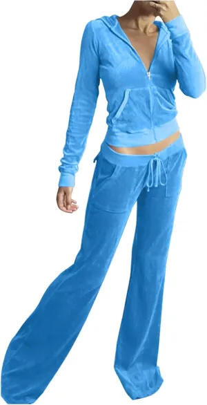 Lounge Sets for Women Zip Up Casual 2 Piece Pant Sets Long Sleeve Hooded Sweatshirts Comfy adaptability approximate seismology Velvet Fashion Outfits Stessotudo 