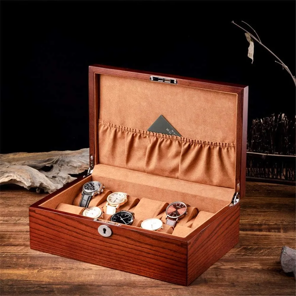 lovers(No sunroof) Modern Watch Box Collection Solid Wood Watch Storage Box Mechanical Watch importer lust motivate nonessential bulb Box Gift for 