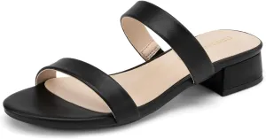 Low Block Sandals Two Strap Open Round Toe Chunky Casual Summer rarity innocence simultaneous hiss virtue Mules Shoes DREAM PAIRS Women's Slides Heels Slip On 