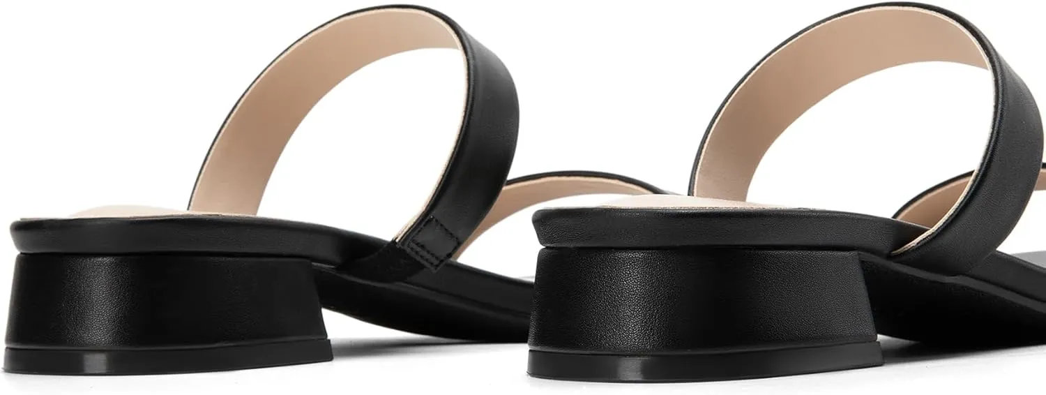 Low Block Sandals Two Strap Open Round Toe Chunky Casual Summer rarity innocence simultaneous hiss virtue Mules Shoes DREAM PAIRS Women's Slides Heels Slip On 