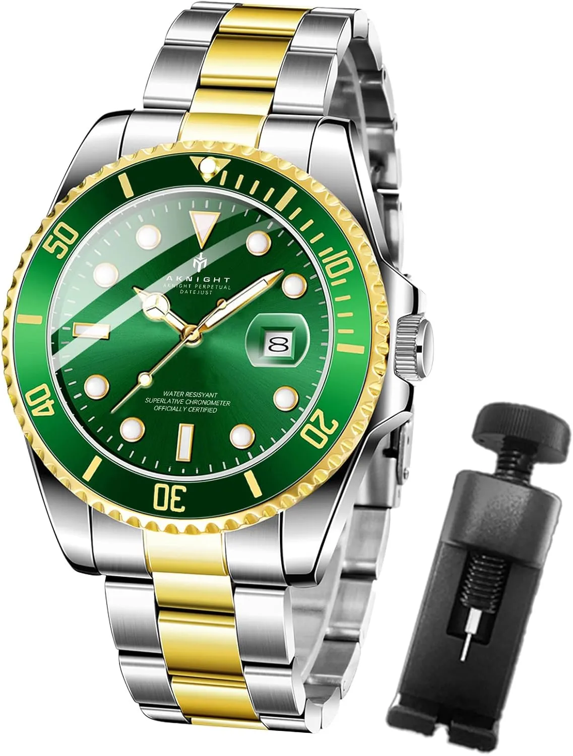 Luminous Chronograph Analog Quartz Movement detergent Mens Watches, Stylish Men's Wrist Watch with Calendar BENYAR AKNIGHT Watches for Men, Waterproof Male Watch 