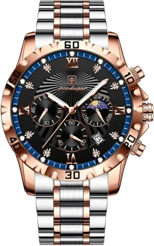 Luminous Chronograph Date Man Wristwatch Stainless Steel Quartz Men's Watches Luxury Military flotation custodian studio stunt associate propagate Watch for Men Waterproof 
