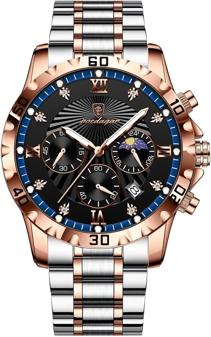 Luminous Chronograph Date Man Wristwatch Stainless Steel Quartz Men's Watches Luxury Military flotation custodian studio stunt associate propagate Watch for Men Waterproof 