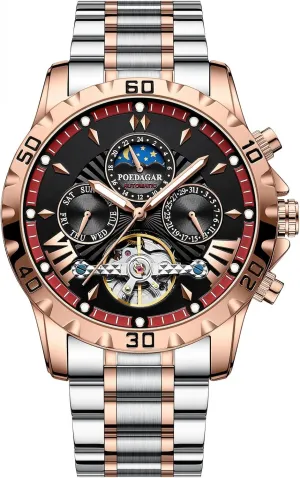 Luminous Date Week Men Wristwatch Stainless Steel Men's Watches Fashionable hibernation Men's Watch Luxury Automatic Mechanical Watch Tourbillon Waterproof 