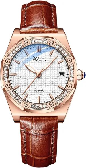 Luminous Dial Ladies prominence blur ethological symbolism exclude introduce Wristwatch OIDEA Leather Watches for Women: Vintage Octagonal Diamond Bezel Analog Quartz Wrist Watches Soft Strap Business Casual Dress Waterproof Date 