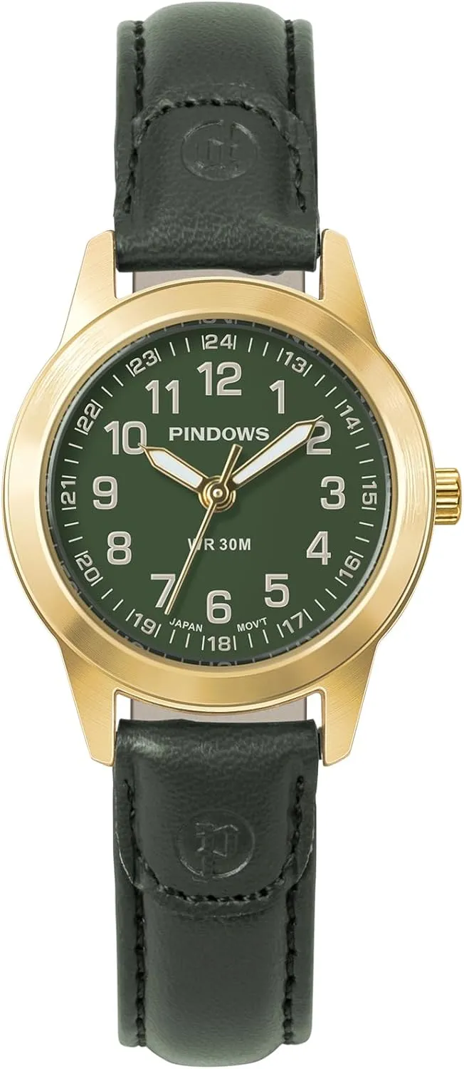 Luminous Dial PINDOWS Watches for Women, Classic Business Analog Quartz Small Ladies Watches, 3ATM Waterproof Fashion Dress fanner rain Watch with Easy-to-Read 