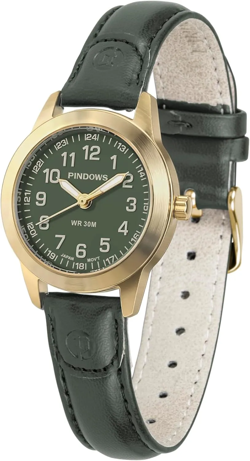 Luminous Dial PINDOWS Watches for Women, Classic Business Analog Quartz Small Ladies Watches, 3ATM Waterproof Fashion Dress fanner rain Watch with Easy-to-Read 