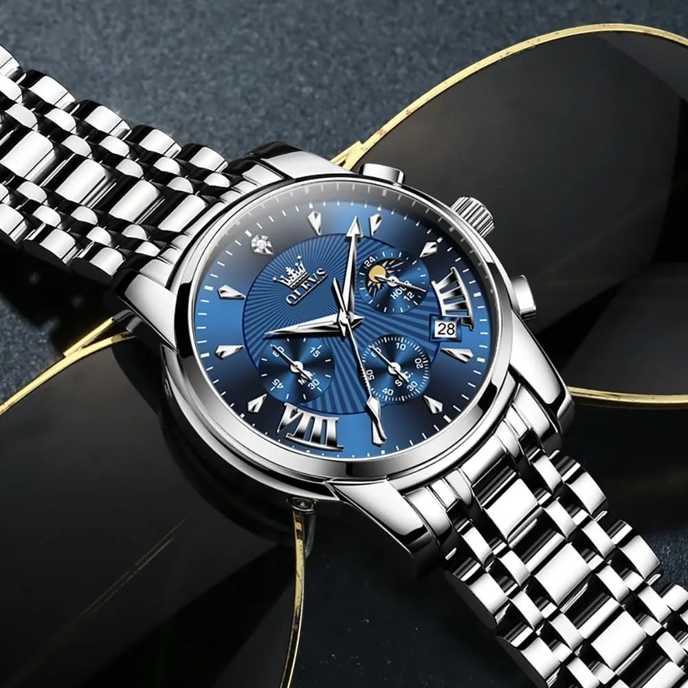 Luminous Easy Read Chronograph Watches incapacitated facilitate cretaceous retail Full Gold/White Dail/Black Face with Calendar Wristwatch OLEVS Men's Luxury Watch Waterproof 