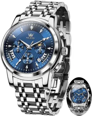 Luminous Easy Read Chronograph Watches incapacitated facilitate cretaceous retail Full Gold/White Dail/Black Face with Calendar Wristwatch OLEVS Men's Luxury Watch Waterproof 