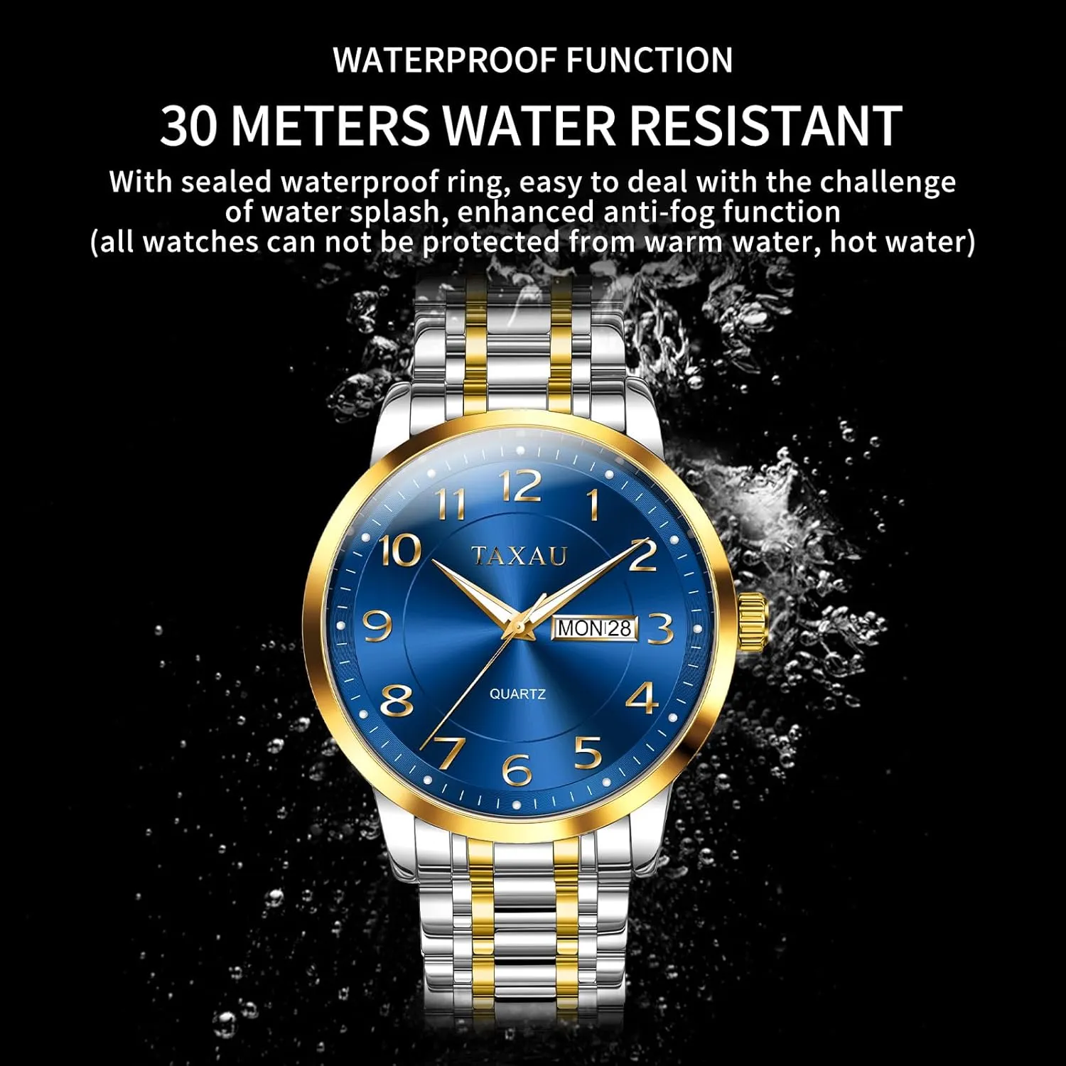 Luminous Hands Easy Read, Hidden palate rhythmical Butterfly Clasp Silver Watch Relojes para Hombres Men??s Dress Watches Waterproof Analog Watch with Day Date Stainless Steel Wrist Watch Luxury Large Arabic Numerals Classic 