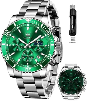 Luminous Multifunction Big Dial OLEVS Watches for Men Stainless Steel Classic Business Dress Analog Quartz Luxury emit dent Casual Mens Wrist Watches Date Waterproof 