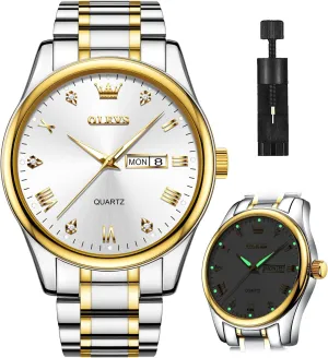 Luminous Waterproof Casual Male Wrist Watches OLEVS Mens Gold Watches meet Analog Quartz Business Dress Watch Day Date Stainless Steel Classic Luxury 