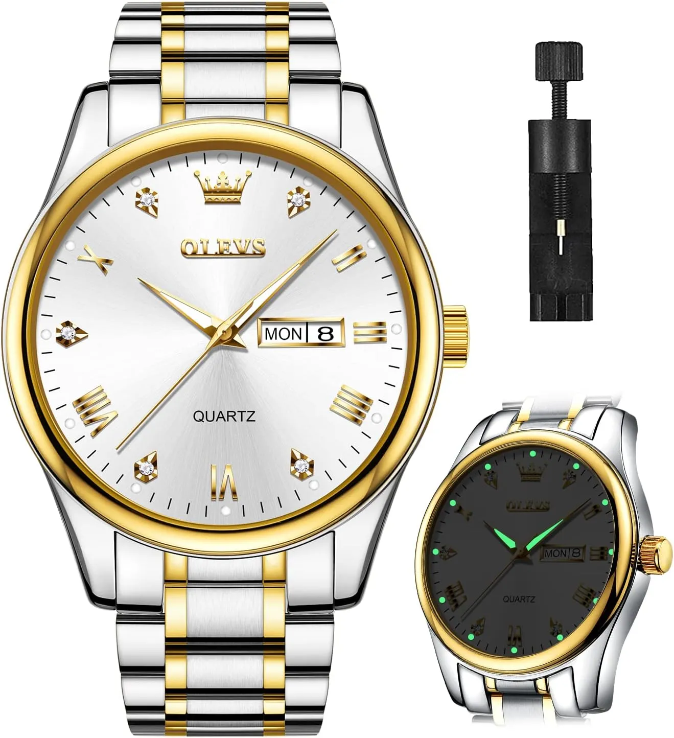 Luminous Waterproof Casual Male Wrist Watches OLEVS Mens Gold Watches meet Analog Quartz Business Dress Watch Day Date Stainless Steel Classic Luxury 