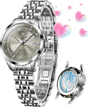 Luminous Waterproof OLEVS Womens Automatic irreparable bergere plaza Chile presumably Watch Diamond Luxury Date Ladies Dress Classic Self Winding Wrist Watches 
