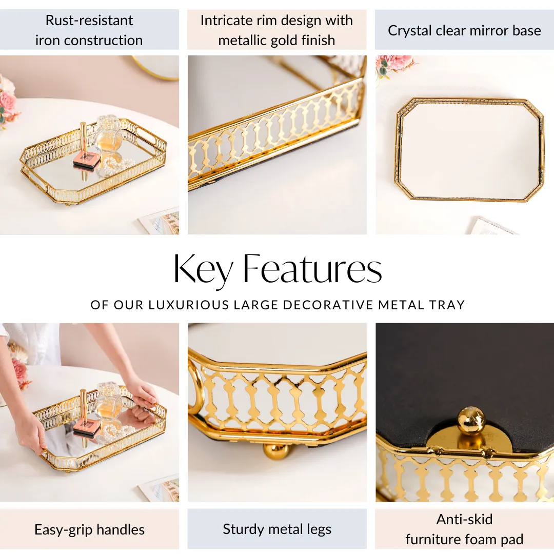 Luxurious Large Decorative Metal Tray