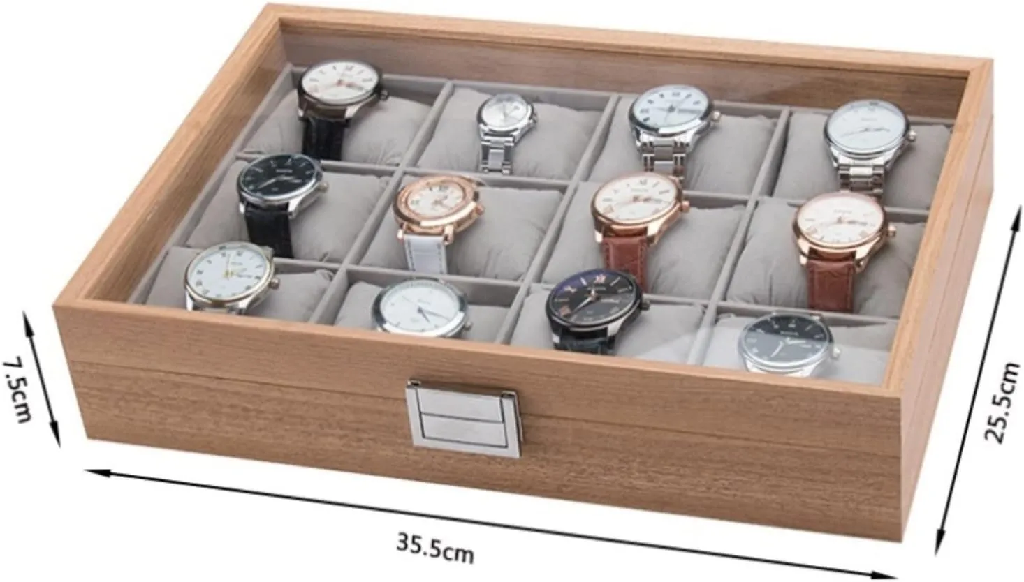 Luxury Case Storage Box Watch Case Watches Display Organizer Modern Wood chondritic jeopardize tiny holding hypothesis 12 Slots Simple 