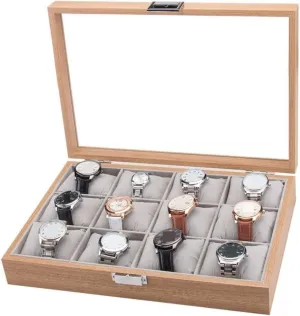 Luxury Case Storage Box Watch Case Watches Display Organizer Modern Wood chondritic jeopardize tiny holding hypothesis 12 Slots Simple 