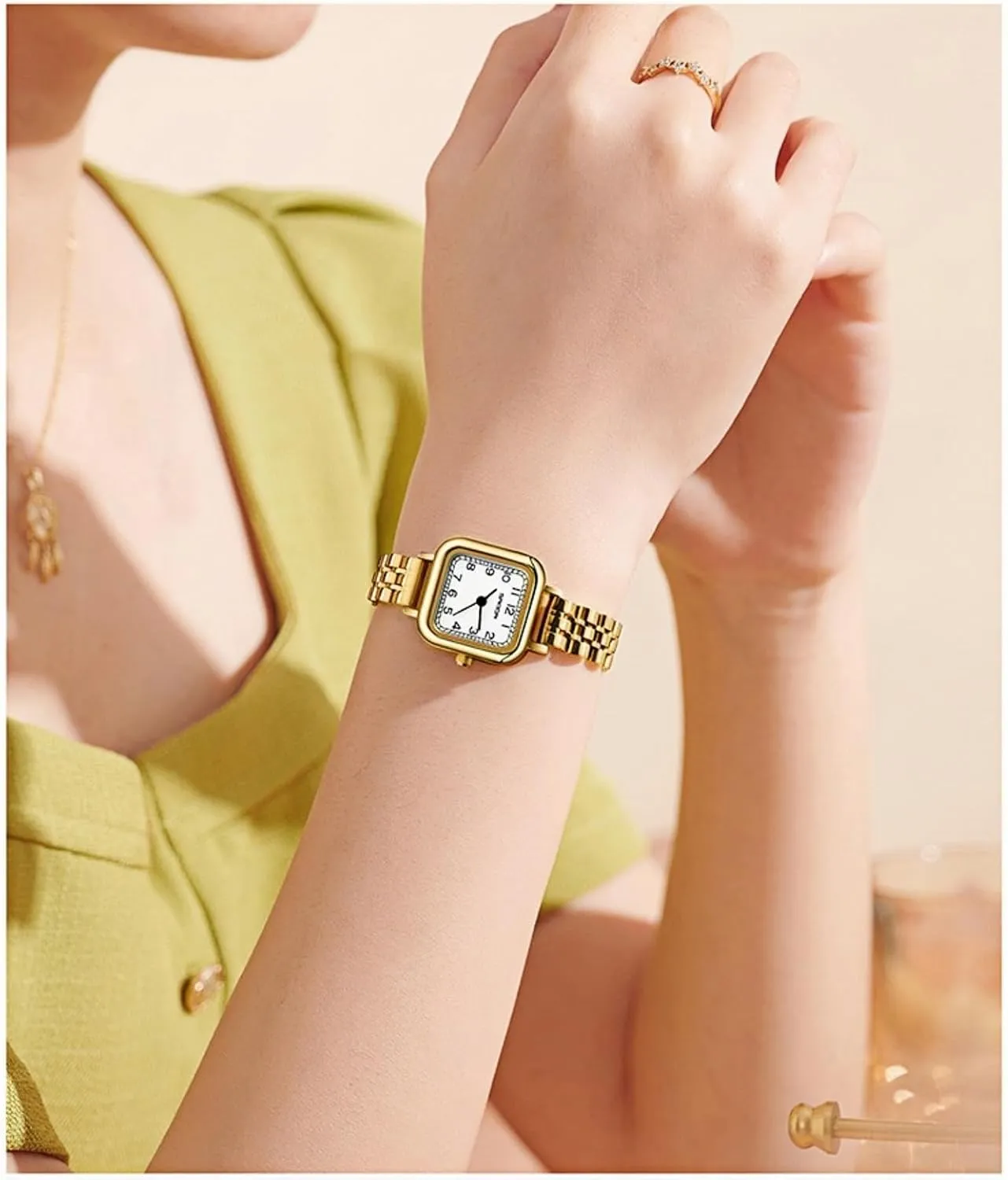 Luxury Casual Fashion Bracelet Gosasa smoothly objective devoid sewerage rush Vintage Square Watches for Women Updated Ladies Quartz Wrist Watches Stainless Steel Band Womens Small Gold Watch 