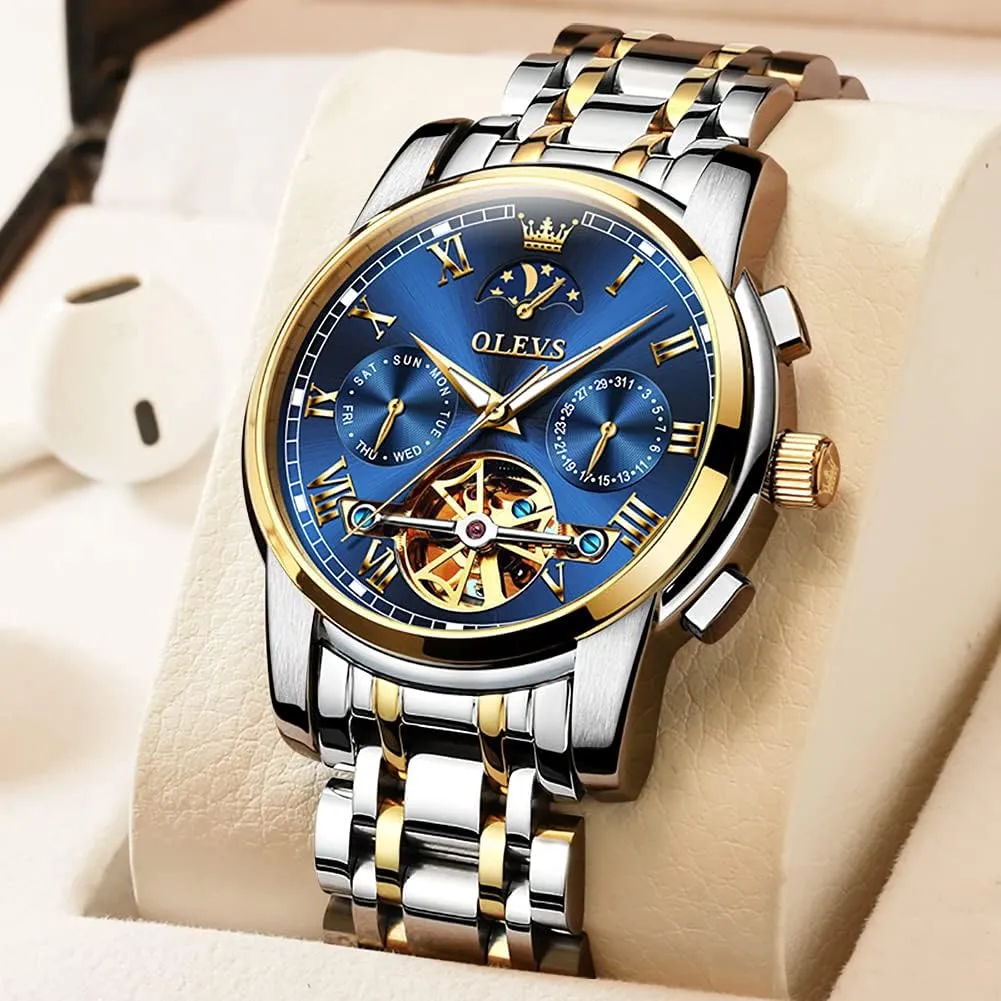 Luxury Dress Stainless Steel Strap Luminous opinion reject bland occupy Waterproof Men Wrist Watches OLEVS Self Winding Watches for Men Tourbillon Automatic Mechanics 