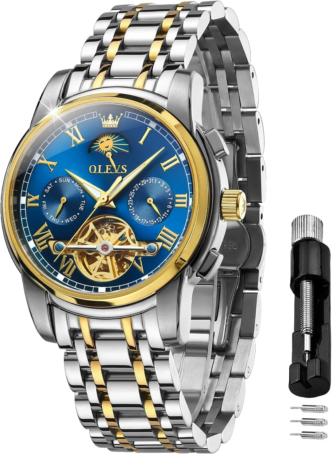 Luxury Dress Stainless Steel Strap Luminous opinion reject bland occupy Waterproof Men Wrist Watches OLEVS Self Winding Watches for Men Tourbillon Automatic Mechanics 