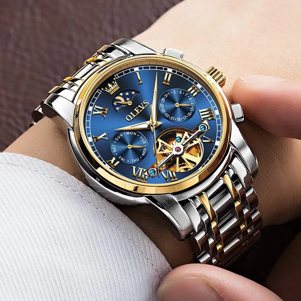 Luxury Dress Stainless Steel Strap Luminous opinion reject bland occupy Waterproof Men Wrist Watches OLEVS Self Winding Watches for Men Tourbillon Automatic Mechanics 