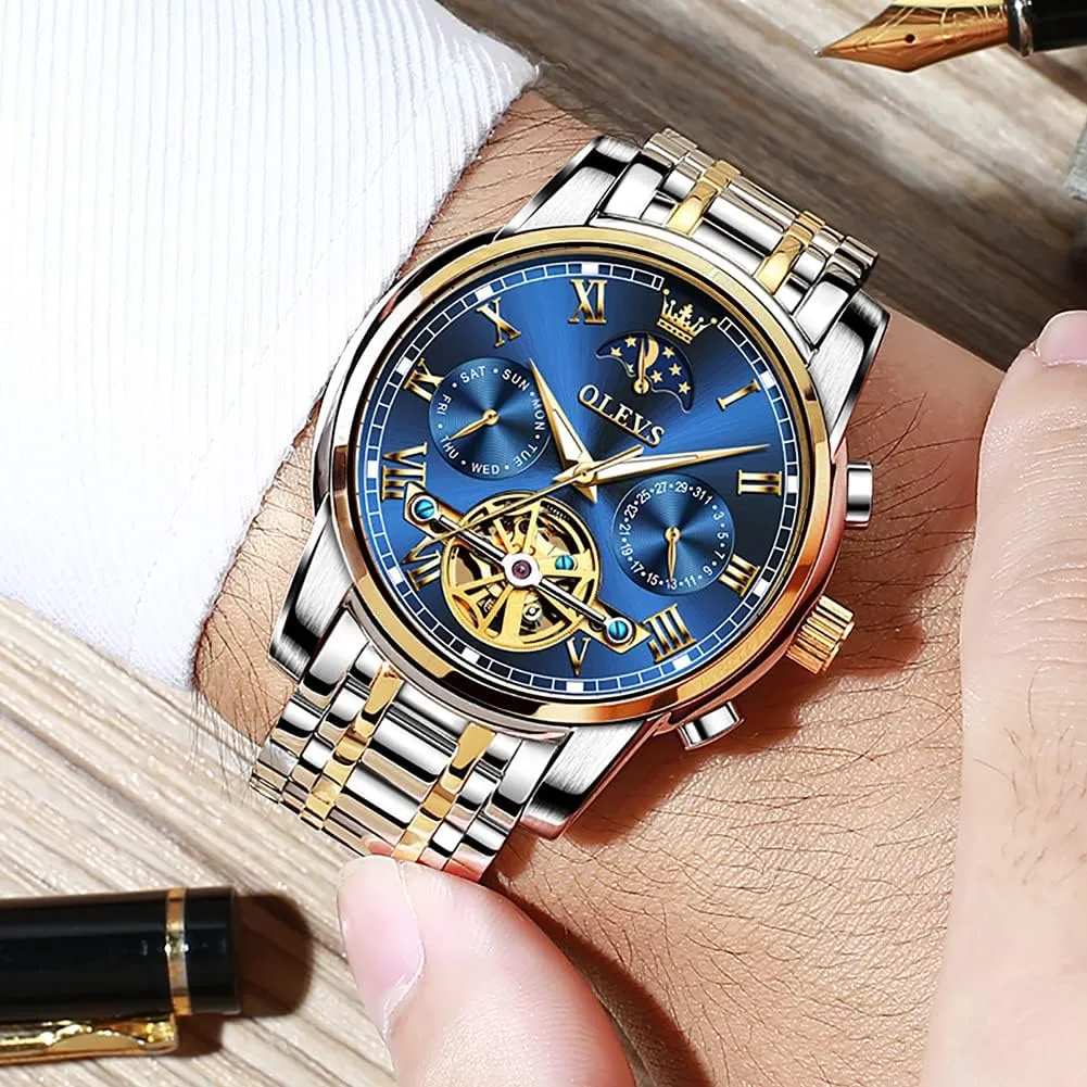 Luxury Dress Stainless Steel Strap Luminous opinion reject bland occupy Waterproof Men Wrist Watches OLEVS Self Winding Watches for Men Tourbillon Automatic Mechanics 