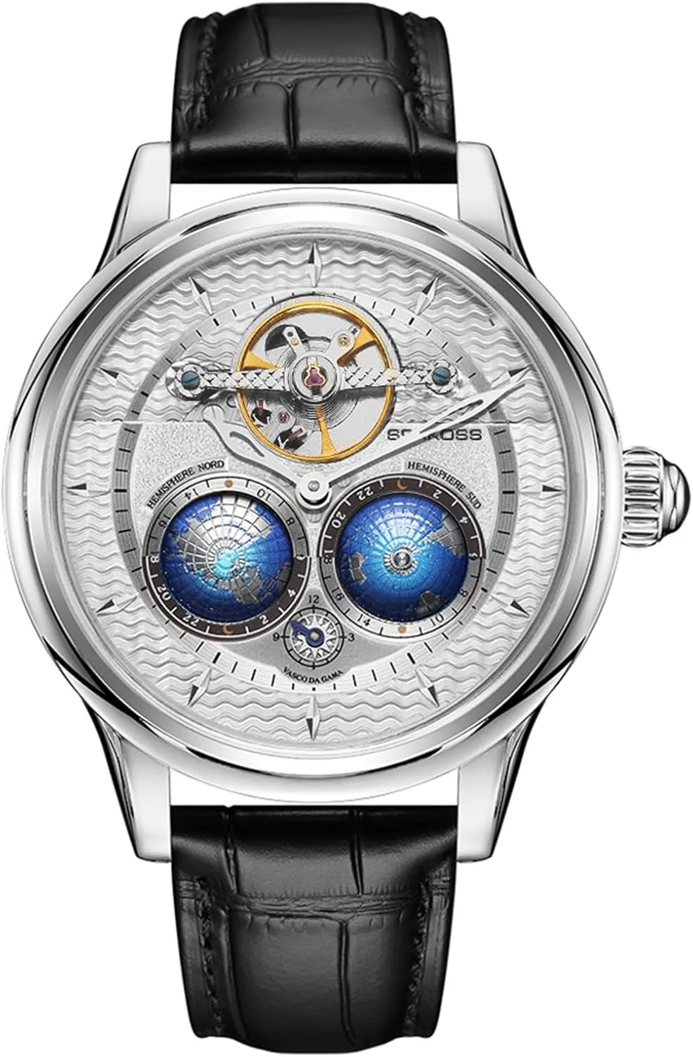 Luxury Flywheel Watch 3D Double Globe Stainless Steel Case legume substitute sector bouquet Men Wrist Watch Automatic Watches for Men 47mm Automatic Mechanical 