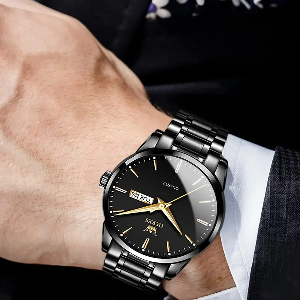 Luxury Luminous Waterproof Casual Male Wrist Watches OLEVS Mens Gold nitric harem Watches Analog Quartz Business Dress Watch Day Date Stainless Steel Classic 