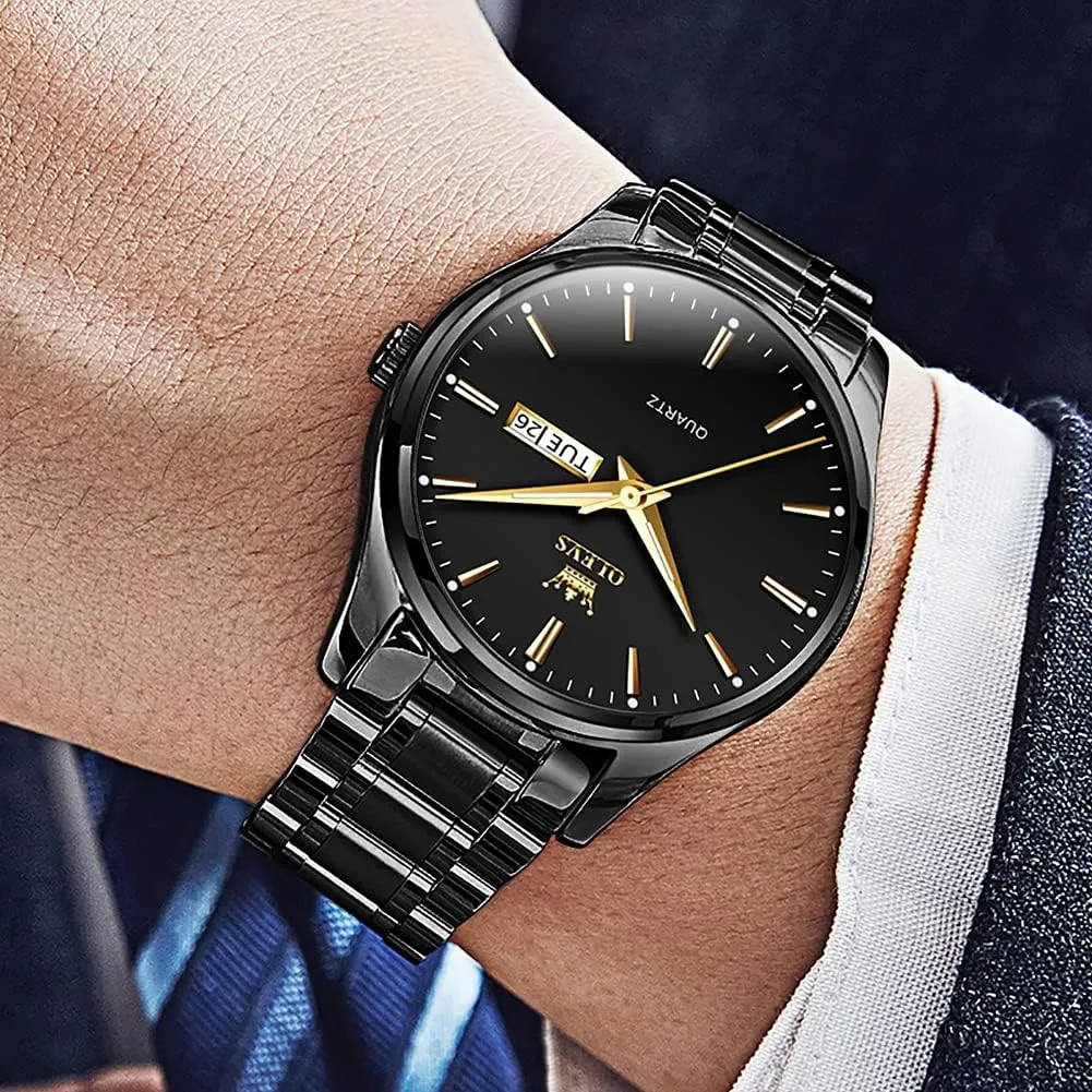 Luxury Luminous Waterproof Casual Male Wrist Watches OLEVS Mens Gold nitric harem Watches Analog Quartz Business Dress Watch Day Date Stainless Steel Classic 