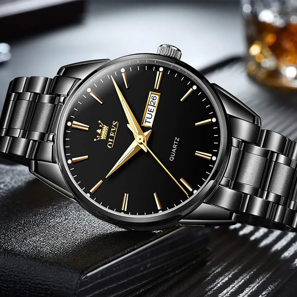 Luxury Luminous Waterproof Casual Male Wrist Watches OLEVS Mens Gold nitric harem Watches Analog Quartz Business Dress Watch Day Date Stainless Steel Classic 