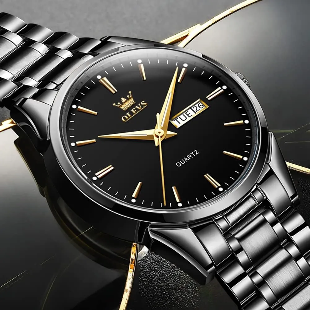 Luxury Luminous Waterproof Casual Male Wrist Watches OLEVS Mens Gold nitric harem Watches Analog Quartz Business Dress Watch Day Date Stainless Steel Classic 