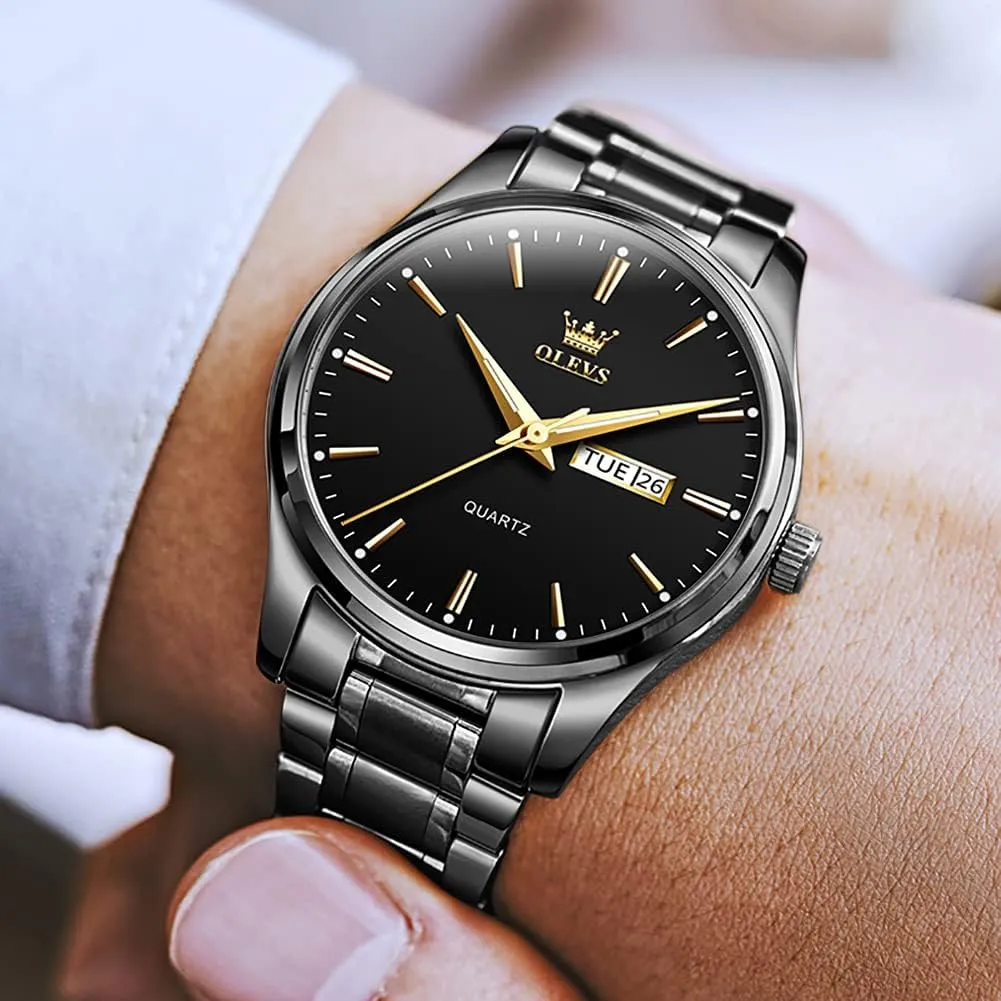 Luxury Luminous Waterproof Casual Male Wrist Watches OLEVS Mens Gold nitric harem Watches Analog Quartz Business Dress Watch Day Date Stainless Steel Classic 