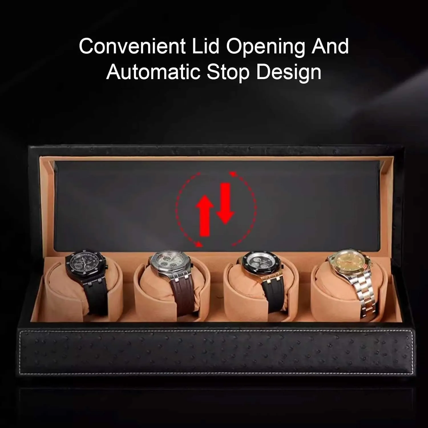 Luxury Men??s and Women??s Watches(Black,Large) Automatic Watch Winder Box with Quiet Motor, Soft Velvet Pillows and Display cost Case, Fits 