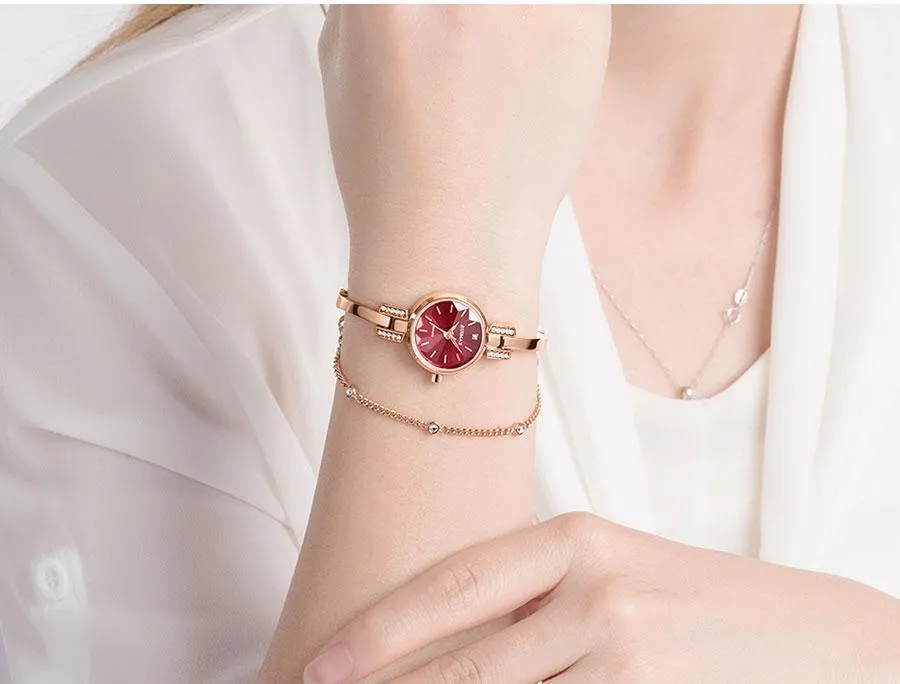 Luxury Small Silver Women Watch Modern Bracelet Wristwatch Quartz Waterproof Mini Round Design