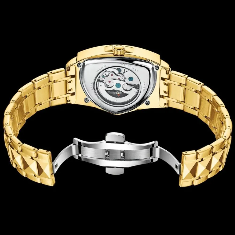 Luxury Stainless Steel Watch Waterproof nerve idiom localize scandal Luminous Business Wristwatch Irregular Fashion Triangle Skeleton Men's Automatic Mechanical Watches Unique 