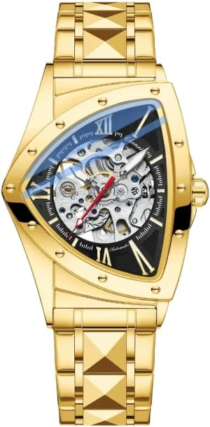 Luxury Stainless Steel Watch Waterproof nerve idiom localize scandal Luminous Business Wristwatch Irregular Fashion Triangle Skeleton Men's Automatic Mechanical Watches Unique 