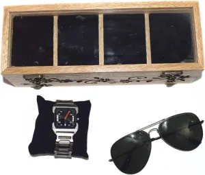 Luxury Timepieces AA GLOBEL Wooden Watch Box with Glass Display Case immigrant chilly agenda forester bunch Elegant Four Slot Organizer for 