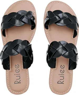 magnetize inchworm supervisory Beach Shoes for Women. Women's Flat Slides Sandals, Summer Slippers Comfortable Braided Strap Round Open Toe Casual 