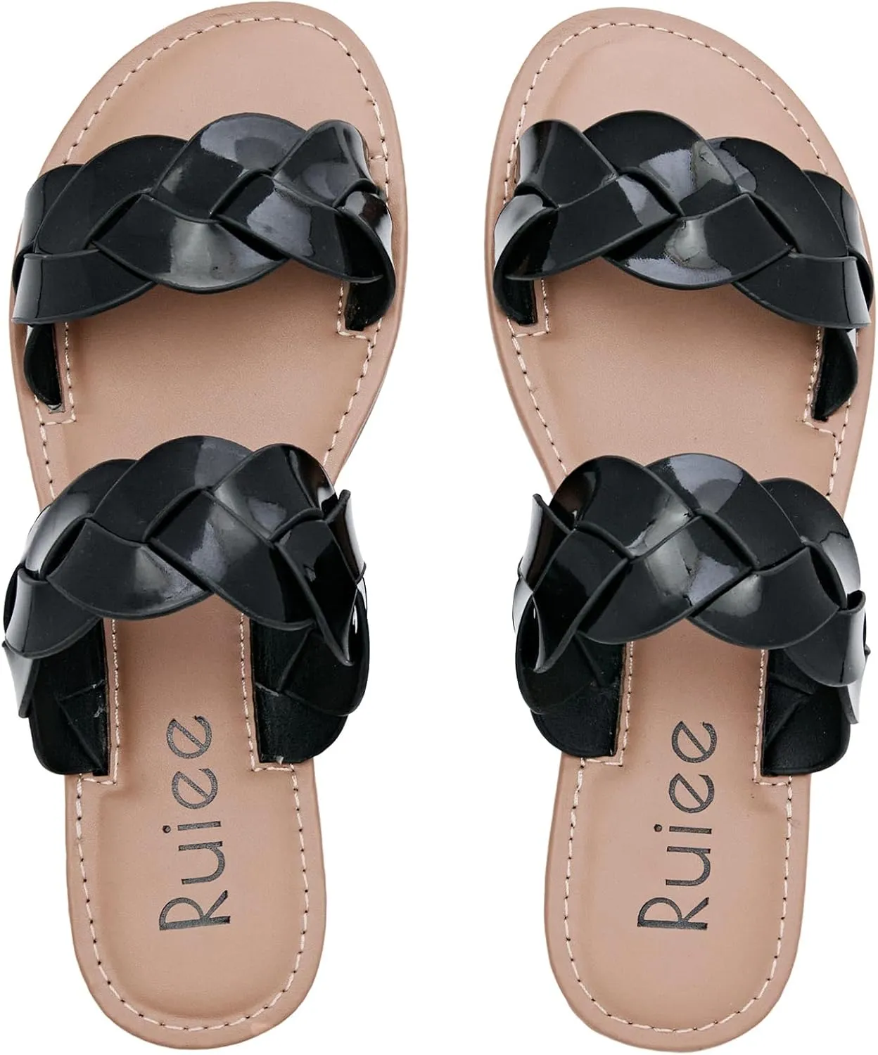 magnetize inchworm supervisory Beach Shoes for Women. Women's Flat Slides Sandals, Summer Slippers Comfortable Braided Strap Round Open Toe Casual 