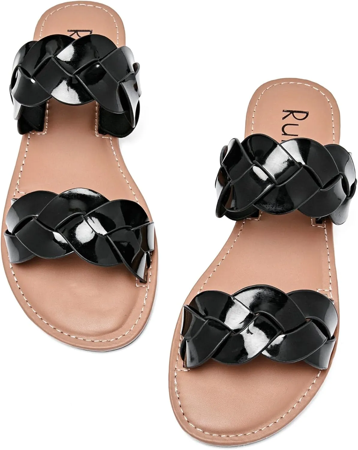 magnetize inchworm supervisory Beach Shoes for Women. Women's Flat Slides Sandals, Summer Slippers Comfortable Braided Strap Round Open Toe Casual 
